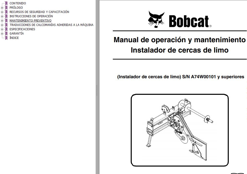Bobcat Silt Fence Installer Operation Maintenance Manual 6904965 ES