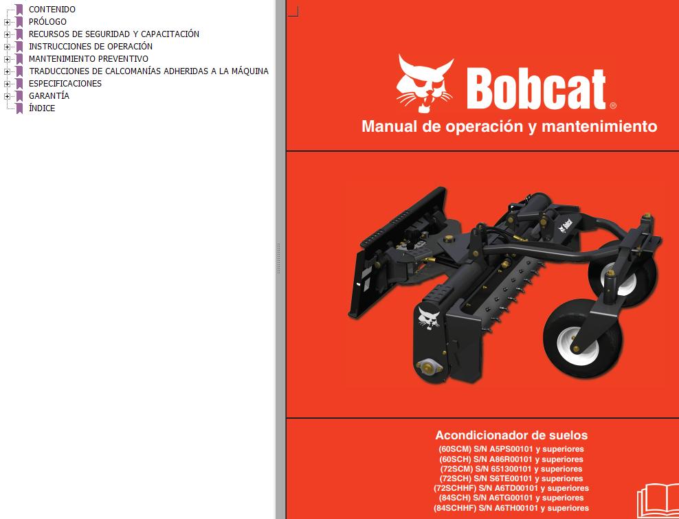 Bobcat Soil Conditioner 60SCM to 84CHHF Operation Maintenance Manual 6986686 ES