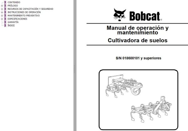 Bobcat Soil Cultivator Operation Maintenance Manual 6903827 ES
