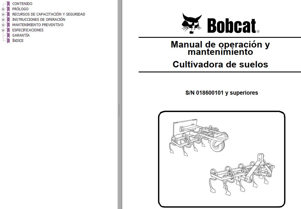 Bobcat Soil Cultivator Operation Maintenance Manual 6903827 ES