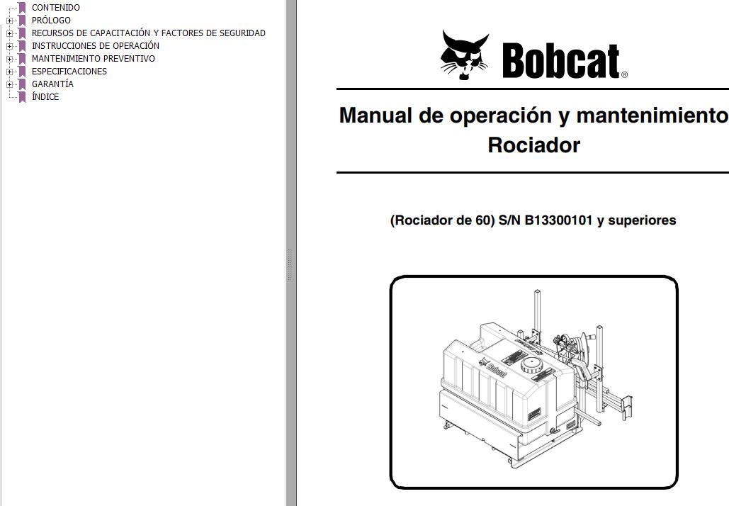 Bobcat Sprayer 60 Operation Maintenance Manual 6990479 ES