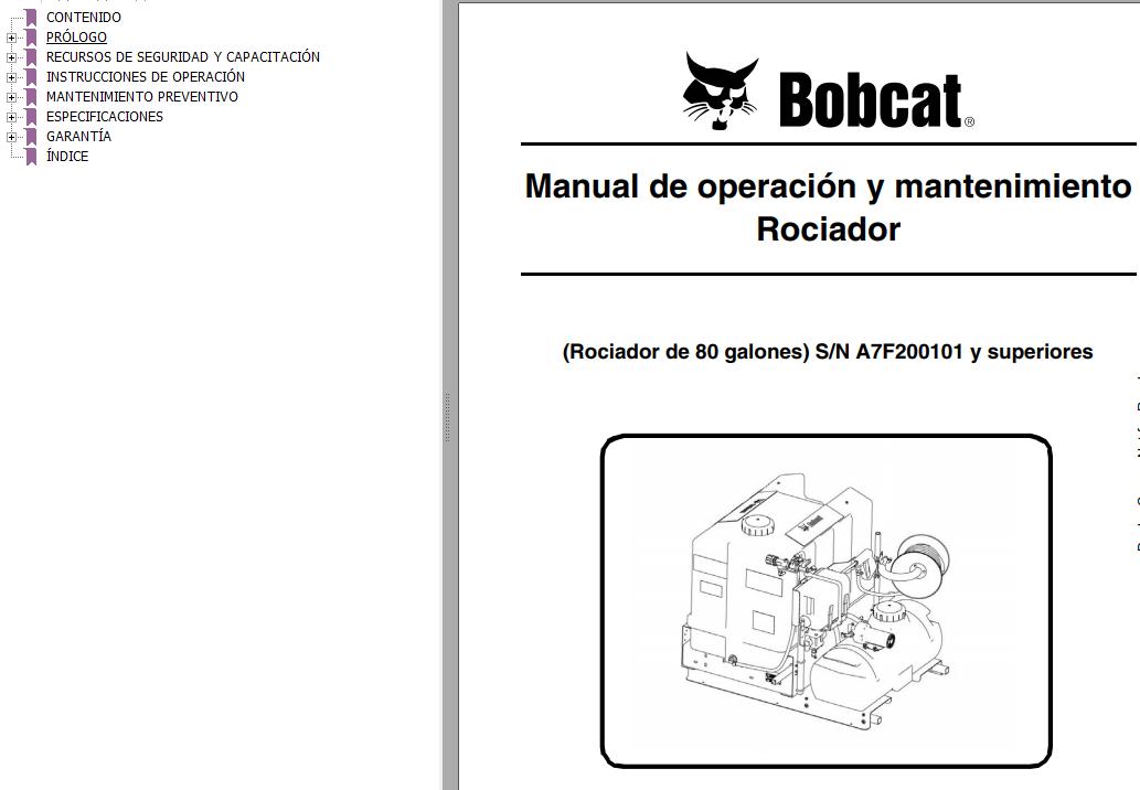 Bobcat Sprayer 80 Gallons Operation Maintenance Manual 6986508 ES