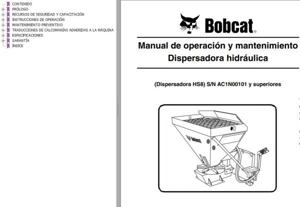 Bobcat Spreader HS8 Operation Maintenance Manual 6986894 ES