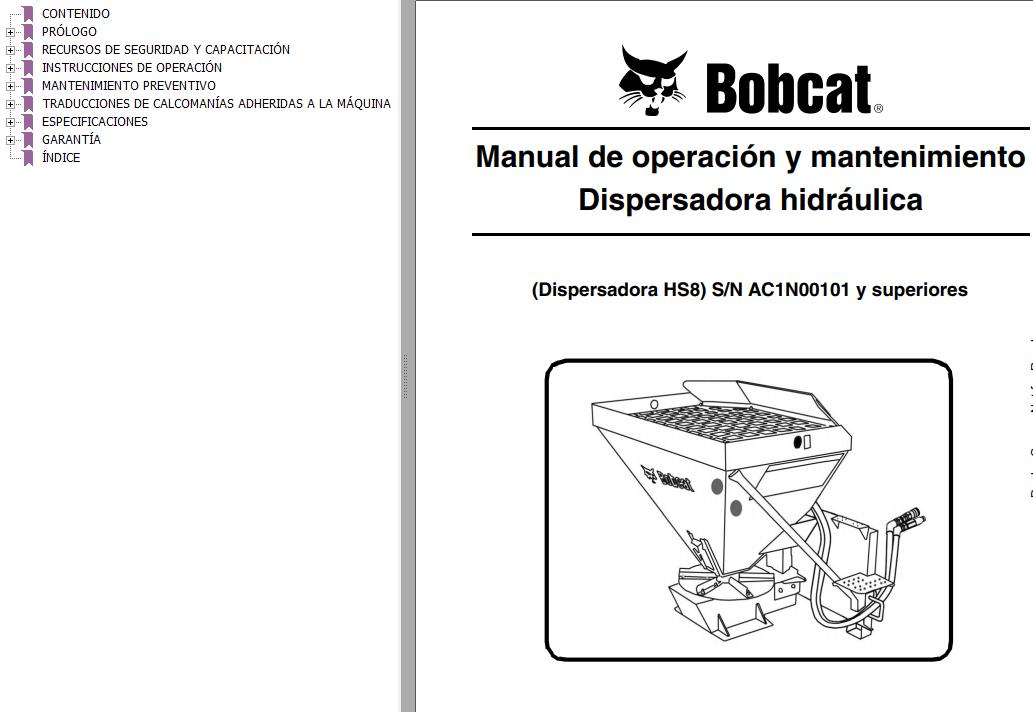 Bobcat Spreader HS8 Operation Maintenance Manual 6986894 ES