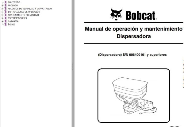 Bobcat Spreader Operation Maintenance Manual 6901615 ES