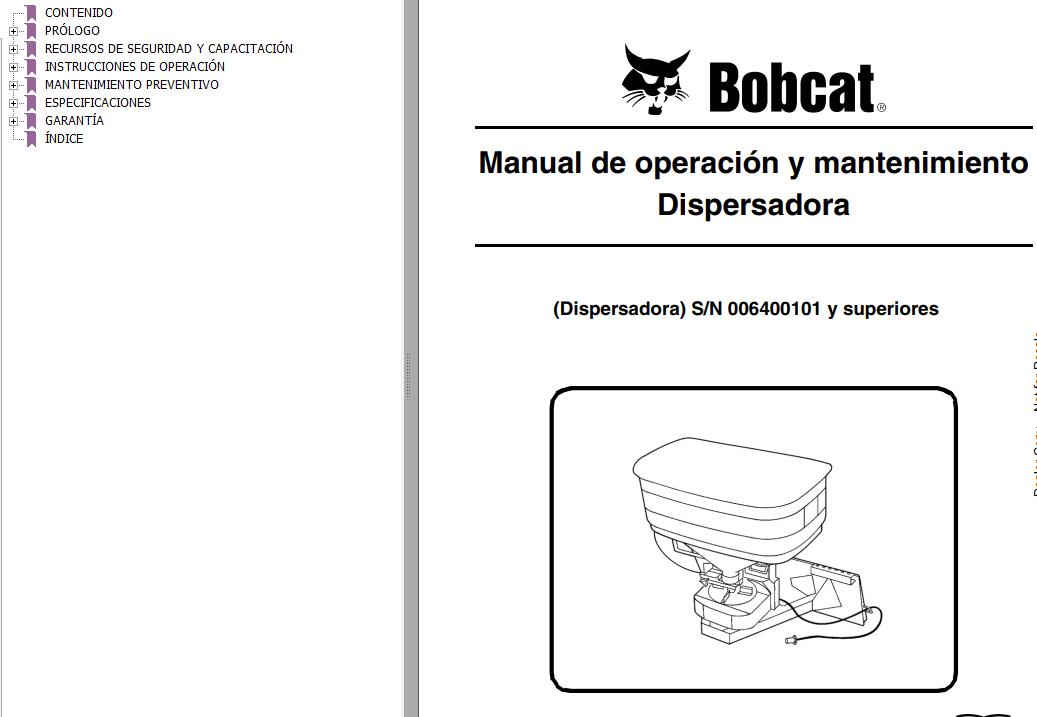 Bobcat Spreader Operation Maintenance Manual 6901615 ES