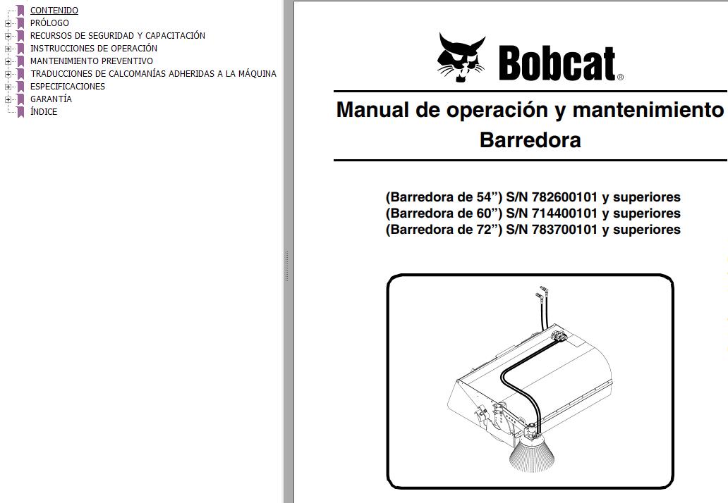 Bobcat Sweeper 54 60 72 Operation Maintenance Manual 6724016 ES
