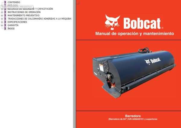 Bobcat Sweeper 84 Operation Maintenance Manual 6904232 ES