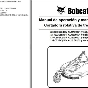 Bobcat Three Bar Rotary Cutter 3RC60SB 3RC72SB 3RC60SC 3RC72SC Operation Maintenance Manual 6989548 ES