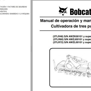 Bobcat Tiller 3TLR48 3TLR60 3TLR72 Operation Maintenance Manual 6990356 ES