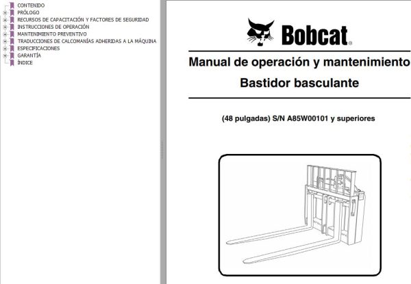 Bobcat Tilt Frame 48 Operation Maintenance Manual 6986700 ES