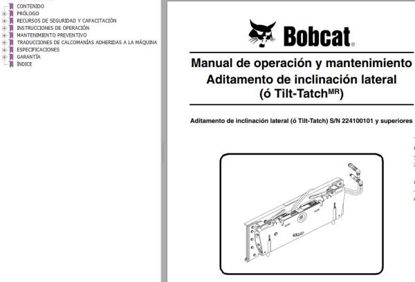 Bobcat Tilt Tatch Operation Maintenance Manual 6903158 ES
