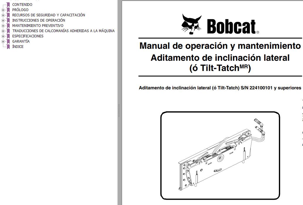 Bobcat Tilt Tatch Operation Maintenance Manual 6903158 ES