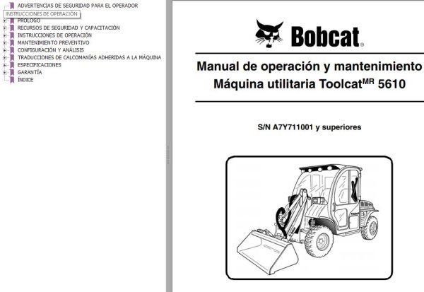 Bobcat Toolcat Utility 5610 Operation Maintenance Manual ES