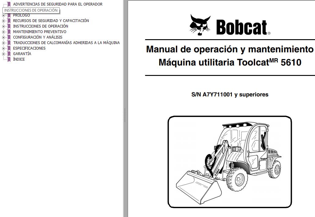 Bobcat Toolcat Utility 5610 Operation Maintenance Manual ES