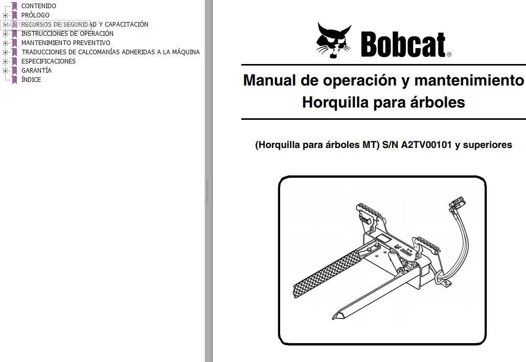 Bobcat Tree Fork MT Operation Maintenance Manual 6904886 ES