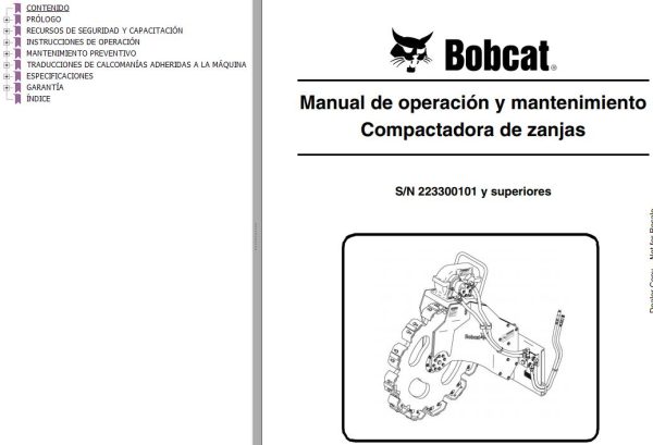Bobcat Trench Compactor Operation Maintenance Manual 6900823 ES