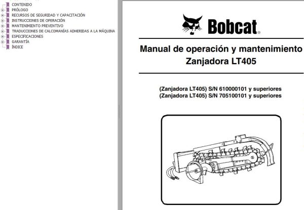 Bobcat Trencher LT405 Operation Maintenance Manual 6722909 ES