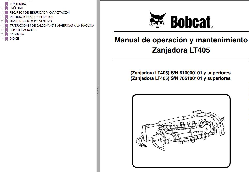 Bobcat Trencher LT405 Operation Maintenance Manual 6722909 ES