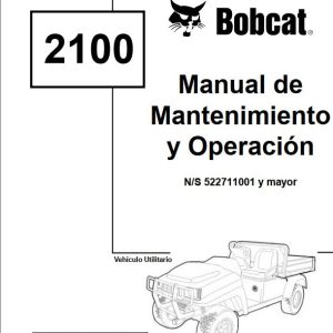 Bobcat Utility Vehicle 2100 Operation Maintenance Manual 6901986 ES