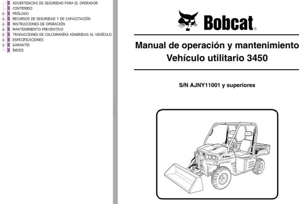 Bobcat Utility Vehicle 3450 Operation Maintenance Manual ES