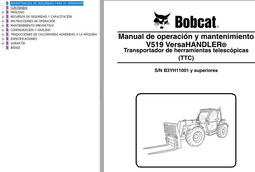 Bobcat VersaHANDLER V519 Operation Maintenance Manual 7303208 ES