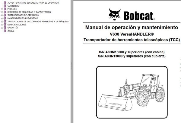 Bobcat VersaHANDLER V638 Operation Maintenance Manual 6989575 ES