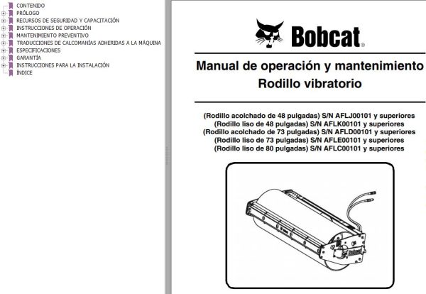 Bobcat Vibratory Roller 48 73 80 Operation Maintenance Manual 6987312 ES