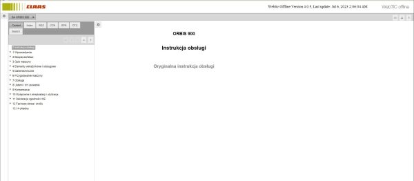 CLAAS WebTIC Offline PL Polski 07.2023 Service Library Documentation DVD 2