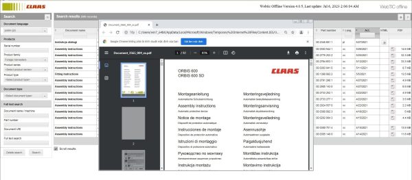 CLAAS WebTIC Offline PL Polski 07.2023 Service Library Documentation DVD 4