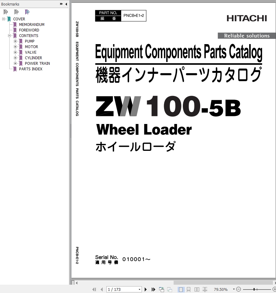 Hitachi Wheel Loader ZW100 5B Parts Catalog EN JP