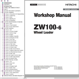 Hitachi Wheel Loader ZW100 6 Workshop Manual WNSC60 EN 00