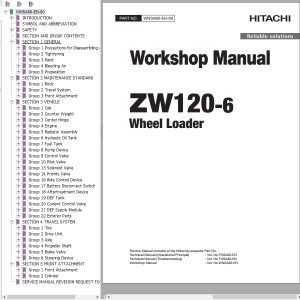 Hitachi Wheel Loader ZW120 6 Workshop Manual WNSA60 EN 00