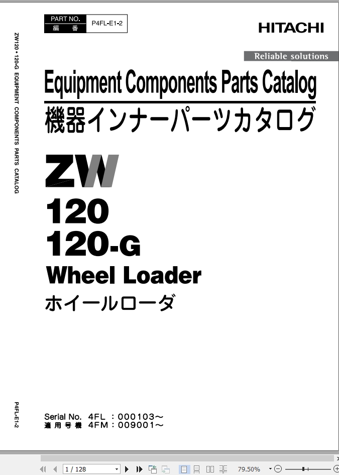 Hitachi Wheel Loader ZW120 G Parts Catalog EN JP