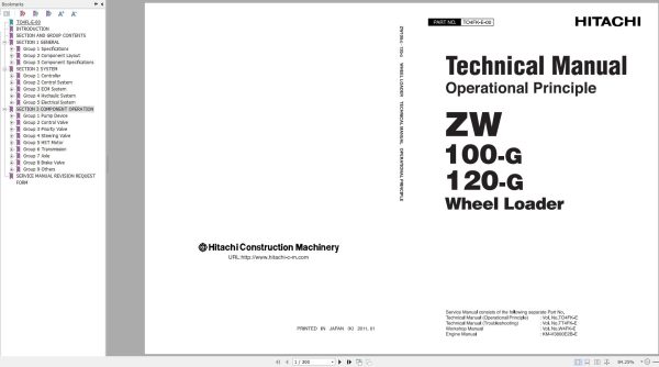 Hitachi Wheel Loader ZW120 G Technical Manual