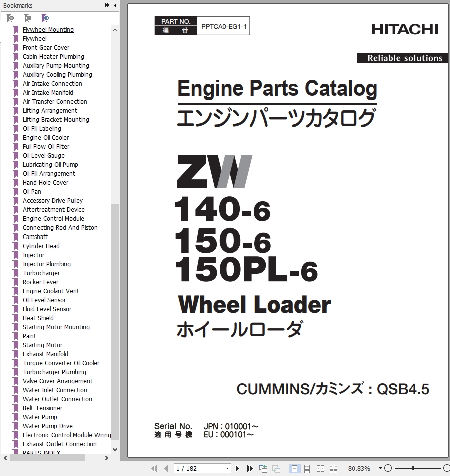 Hitachi Wheel Loader ZW150PL 6 Parts Catalog EN JP