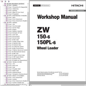 Hitachi Wheel Loader ZW150PL 6 Workshop Manual WPTC50 EN 01