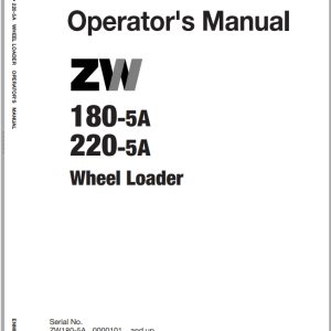 Hitachi Wheel Loader ZW180 5A Operators Manual