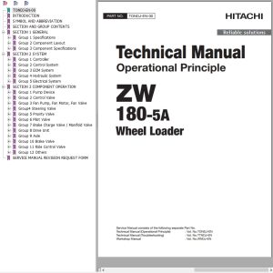 Hitachi Wheel Loader ZW180 5A Technical Manual