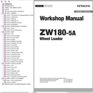Hitachi Wheel Loader ZW180 5A Workshop Manual WNDJ EN 00