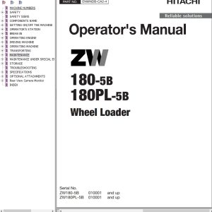 Hitachi Wheel Loader ZW180 5B Operators Manual ENMNDB CA2 4