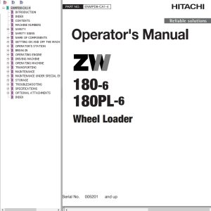 Hitachi Wheel Loader ZW180 6 Operators Manual ENMPD8 CA1 4