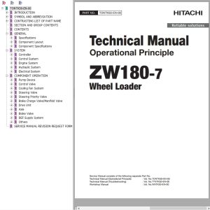 Hitachi Wheel Loader ZW180 7 Technical Manual