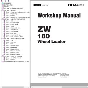 Hitachi Wheel Loader ZW180 Workshop Manual W4GD E 00