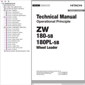 Hitachi Wheel Loader ZW180PL 5B Technical Manual