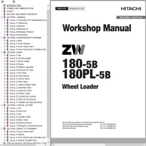 Hitachi Wheel Loader ZW180PL 5B Workshop Manual
