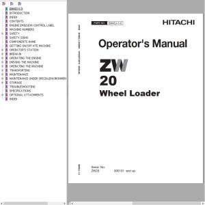 Hitachi Wheel Loader ZW20 Operators Manual EM4EJ 1 3