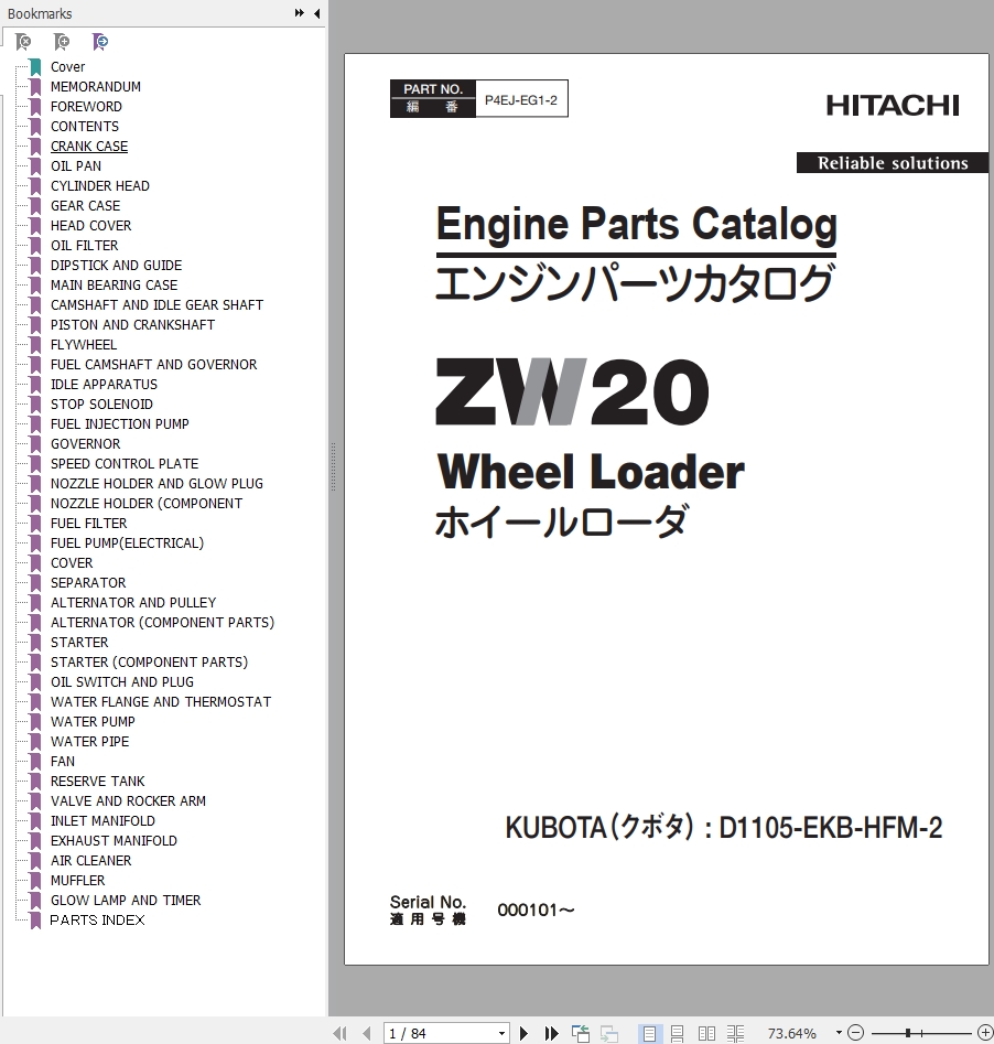 Hitachi Wheel Loader ZW150PL5B Manual WNDGEN01