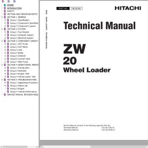 Hitachi Wheel Loader ZW20 Technical Manual T4EJ E 00