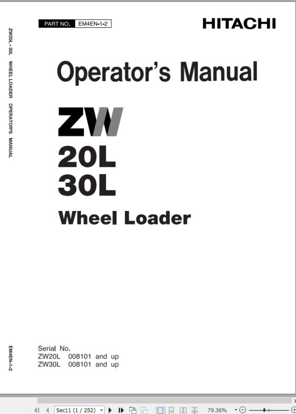 Hitachi Wheel Loader ZW20L Operators Manual EM4EN 1 2 1